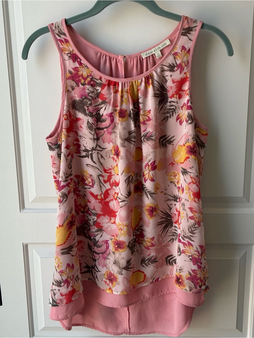 Daniel Rainn Pink Floral Sleeveless Blouse - XS